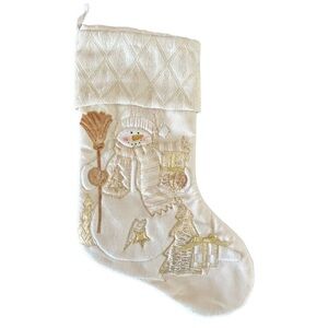 Prima Creations Snowman Christmas Stocking Cream with Gold Accents